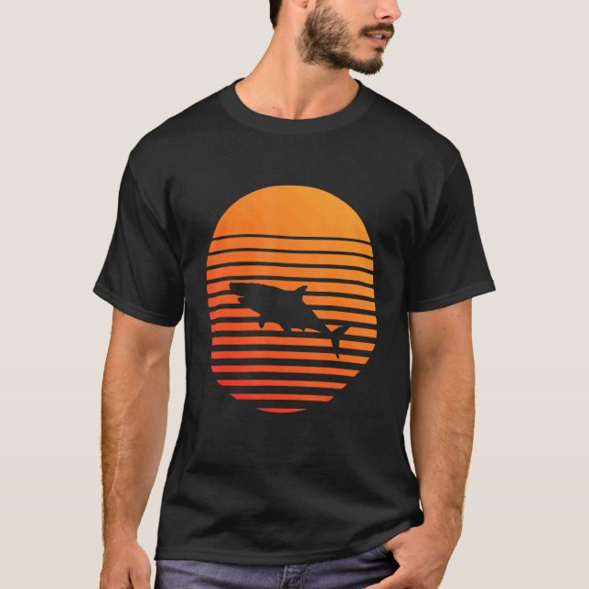 Shark Shadow Silhouette framför Sol T Shirt (Framsida)