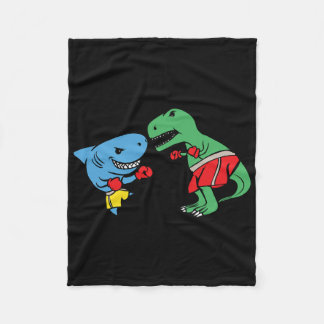 Shark Slående T-rex Dinosaur Funny Fighting Boxin Fleecefilt