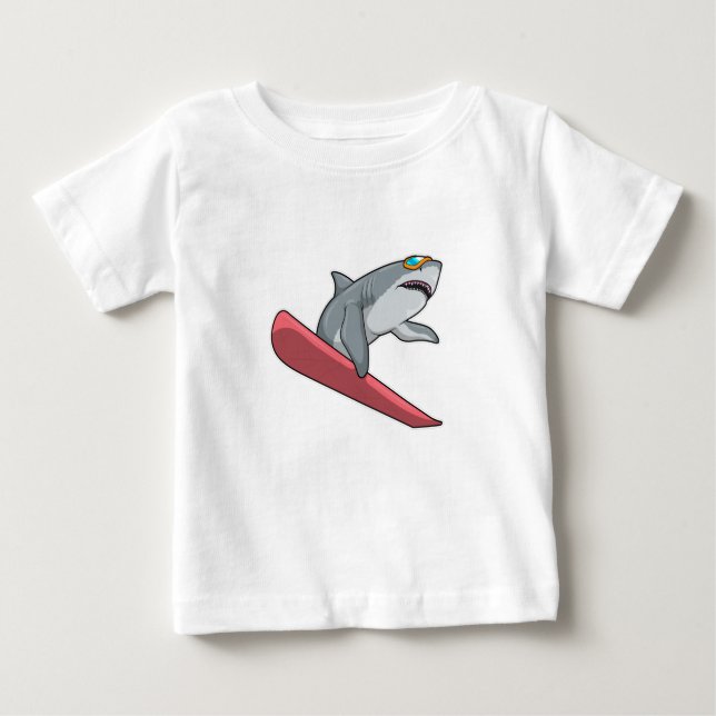 Shark Snowboarder Snowboard T Shirt (Framsida)
