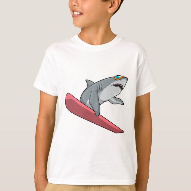 Shark Snowboarder Snowboard T Shirt (Framsida)