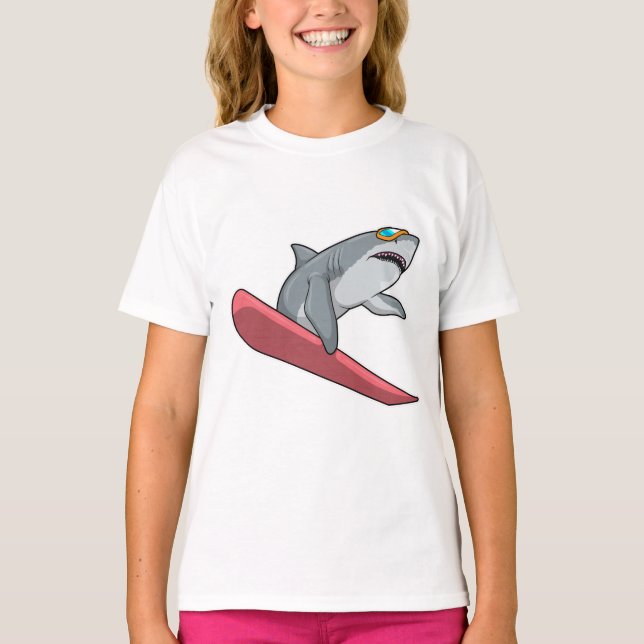 Shark Snowboarder Snowboard T Shirt (Framsida)