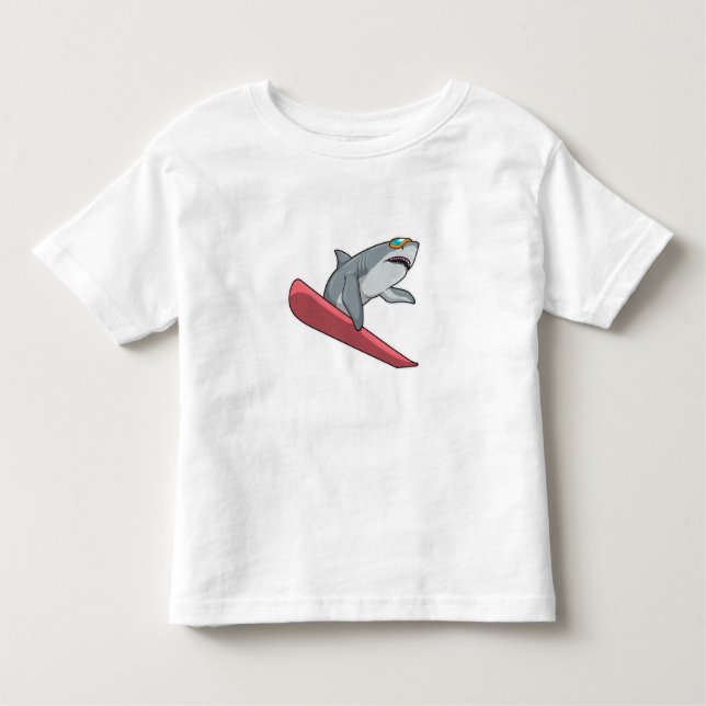 Shark Snowboarder Snowboard T Shirt (Framsida)