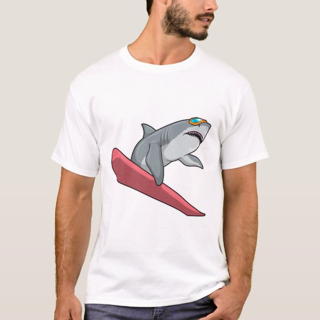 Shark Snowboarder Snowboard T Shirt (Framsida)