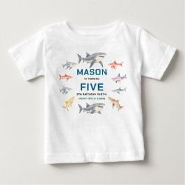 Shark Splash 5-årsfest | Söta Havs Barn T Shirt