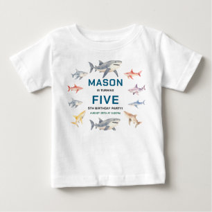Shark Splash 5-årsfest Söta Havs Barn T Shirt
