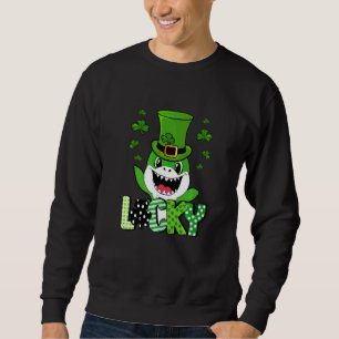 Shark St patrick's day Funny Lucky Shark Lång Ärmad Tröja