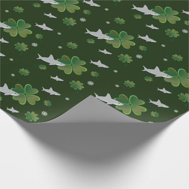 Shark St. Patrick's Day Shamrock Grönt Presentpapper (Hörn)