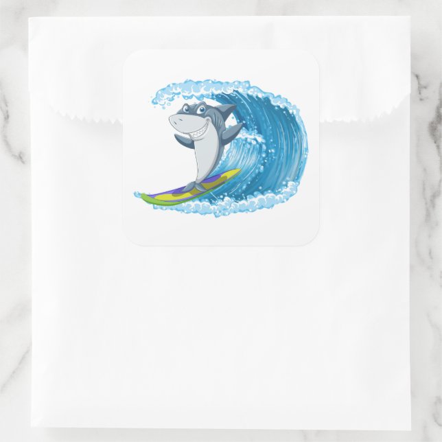 Shark Stickers Fyrkantigt Klistermärke (Väska)