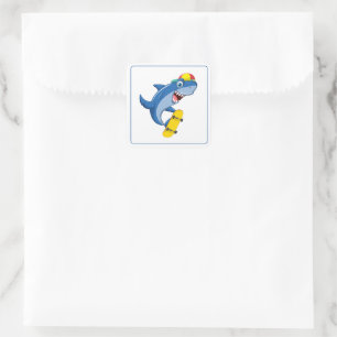Shark Stickers Fyrkantigt Klistermärke
