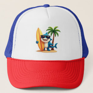 Shark Stil 🦈 Surfa Cap med tropisk Tecknad Art Keps