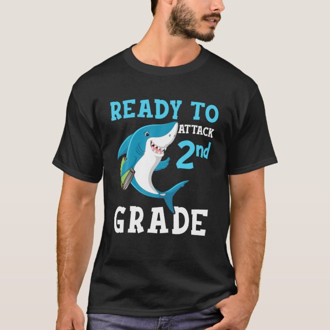 Shark Studenter Kids Redo att attackera andra Klas T Shirt (Framsida)