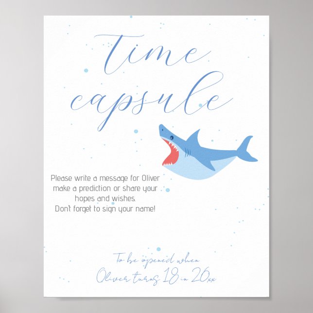 Shark Summer Party Bassäng och Birthday Time Capsu Poster (Framsidan)