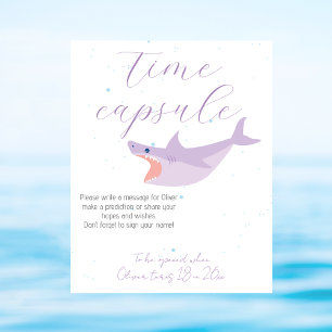 Shark Summer Party Bassäng och Birthday Time Capsu Poster