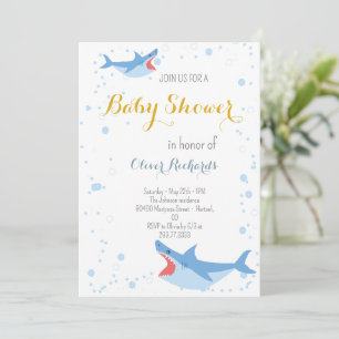 Shark Summer Party Splish Stänk Kids Baby Shower Inbjudningar
