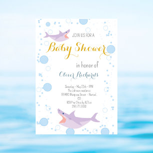 Shark Summer Party Splish Stänk Kids Baby Shower Inbjudningar