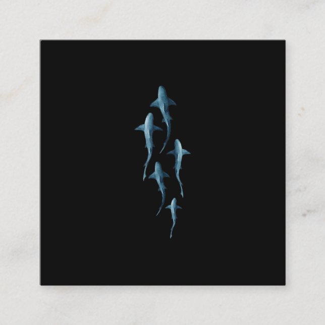 Shark - Swimming Sharks Cute Funny Gift Fyrkantigt Visitkort (Framsida)