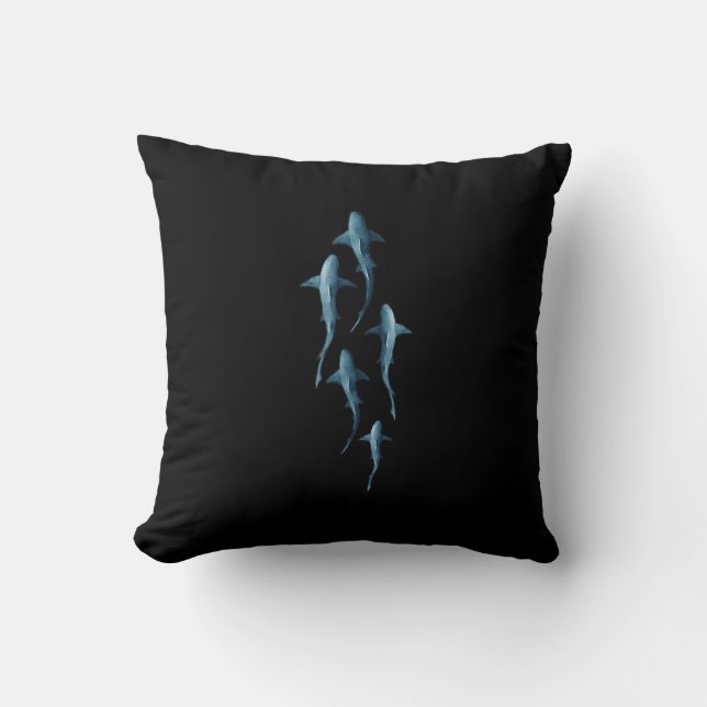 Shark - Swimming Sharks Cute Funny Gift Kudde (Framsida)