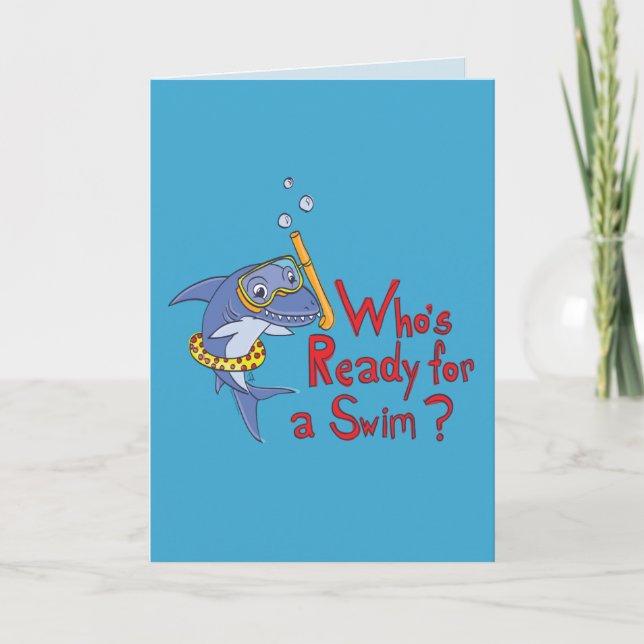 Shark Swimming Summer Cute Greeting Card Kort (Framsida)