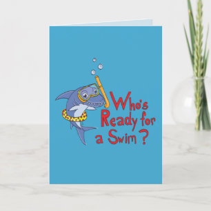 Shark Swimming Summer Cute Greeting Card Kort