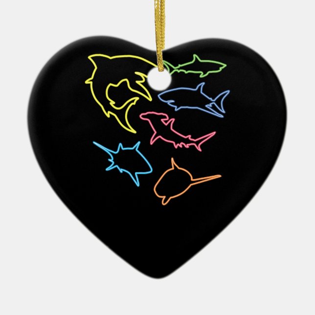 Shark Symbol - Cute Shark Älskare Gifts Julgransprydnad Keramik (Framsidan)