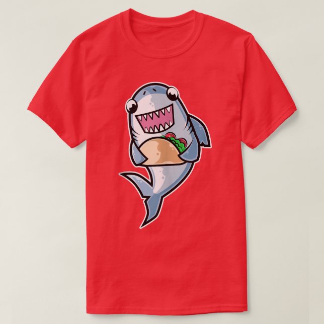 Shark Taco Kawaii Neko Anime Meican food T Shirt (Design framsida)