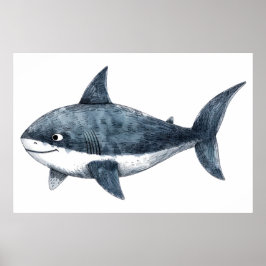 Shark teckning poster