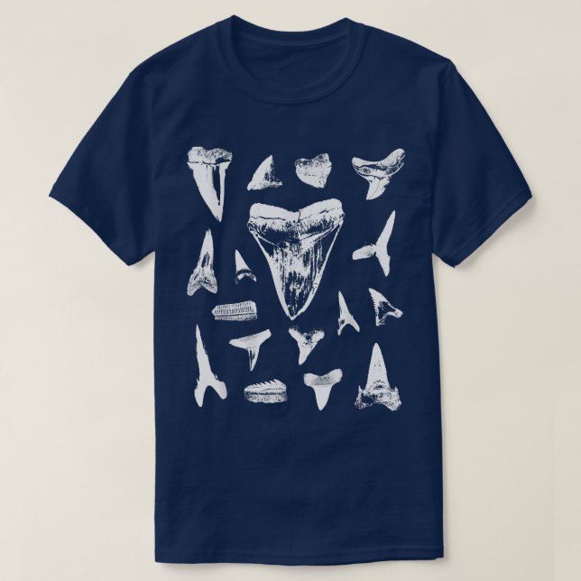 Shark Teeth Fossil Collector Tooth Hunter Geology T Shirt (Design framsida)