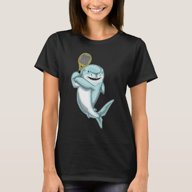 Shark Tennis Tennis racket T Shirt (Framsida)