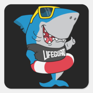 Shark the life eguard fyrkantigt klistermärke