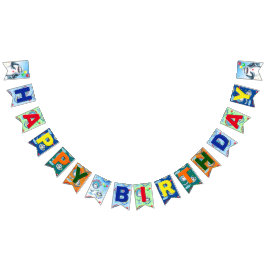 Shark Theme Barns födelsedag Party Bunting Flaggor