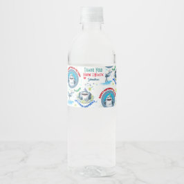 Shark Theme Fintastic Barns födelsedag Vattenflaskor Etikett