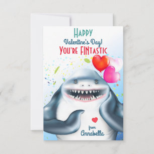 Shark Theme Fintastic Kids Valentine Kort
