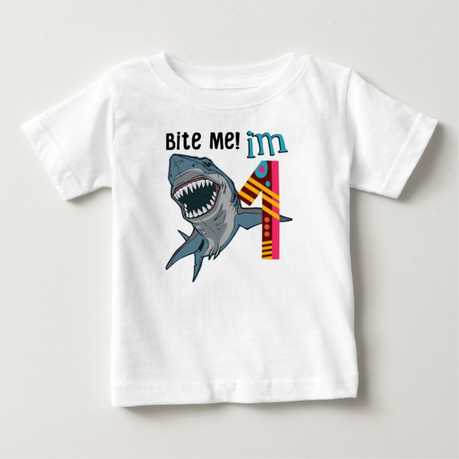 Shark Theme First Birthday Kids T-Shirt (Framsida)