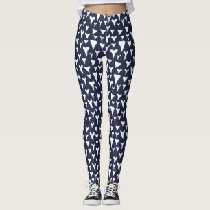 Shark Tooth Blue and White Surfer Girl Girl Leggings