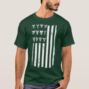 Shark Tooth Hunting American Flagga Design for Fos T Shirt