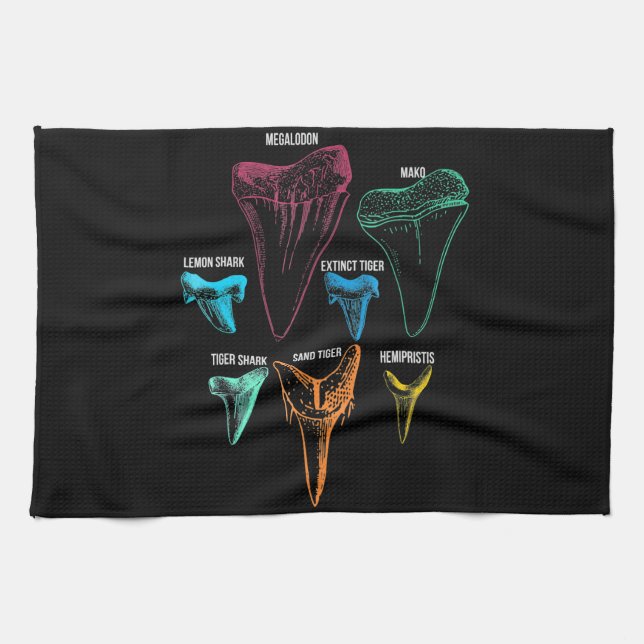 Shark Tooth Hunting - Crazy Shark Gifts Kökshandduk (Horisontell)