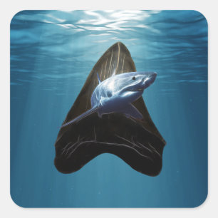 Shark Tooth Ocean Fyrkantigt Klistermärke