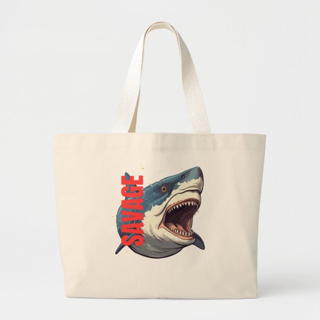 Shark Tote Bag Jumbo Tygkasse (Framsidan)