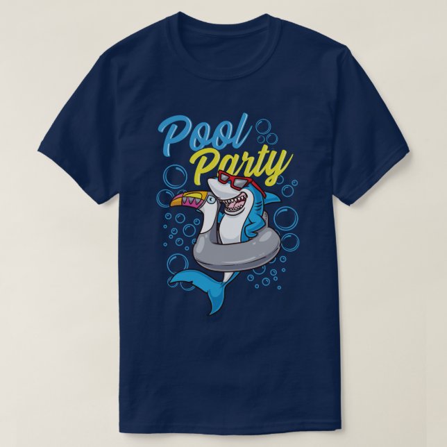 Shark Toucan Floatie Cute Tecknad Shark från bassä T Shirt (Design framsida)