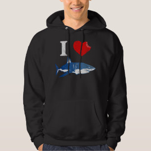 Shark Tshirt, I Kärlek Shark Shirt, Shark Älskare  Hoodie