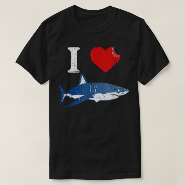 Shark Tshirt, I Kärlek Shark Shirt, Shark Älskare  T Shirt (Design framsida)