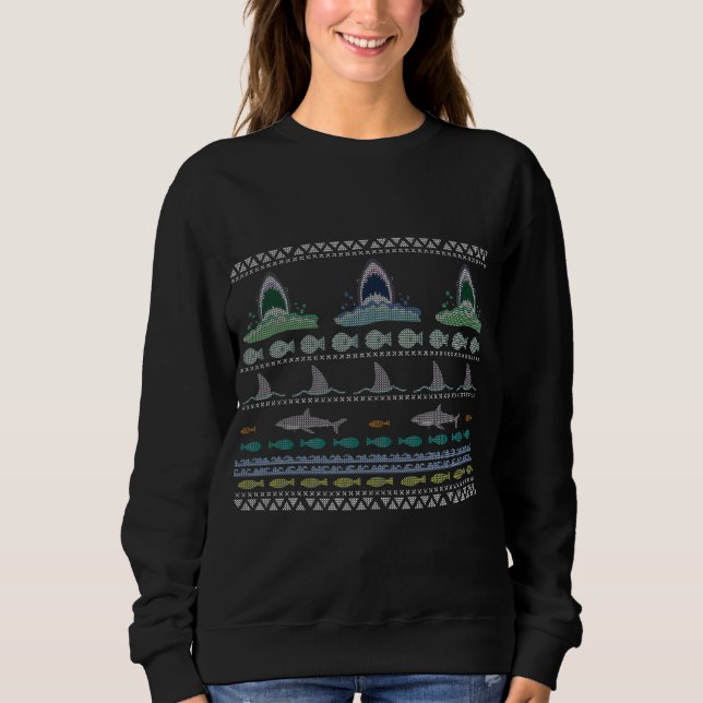 Shark Ugly jul Sweater T Shirt (Framsida)