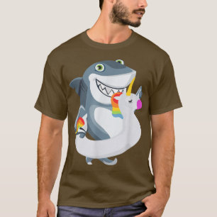 Shark Unicorn-floatie flyter bassäng party-gåva ma T Shirt