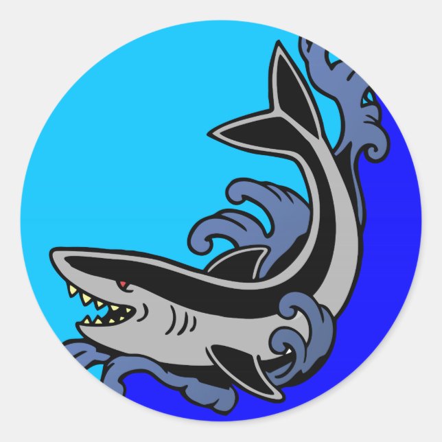 Shark Vinkarare Runt Klistermärke (Framsida)