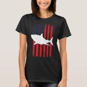 Shark Vintage US American Flagga Shark Patriotic 4 T Shirt