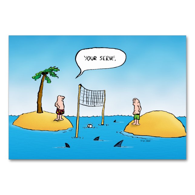 Shark Volleyball Funny Tecknad Bordsnummer (Framsidan)