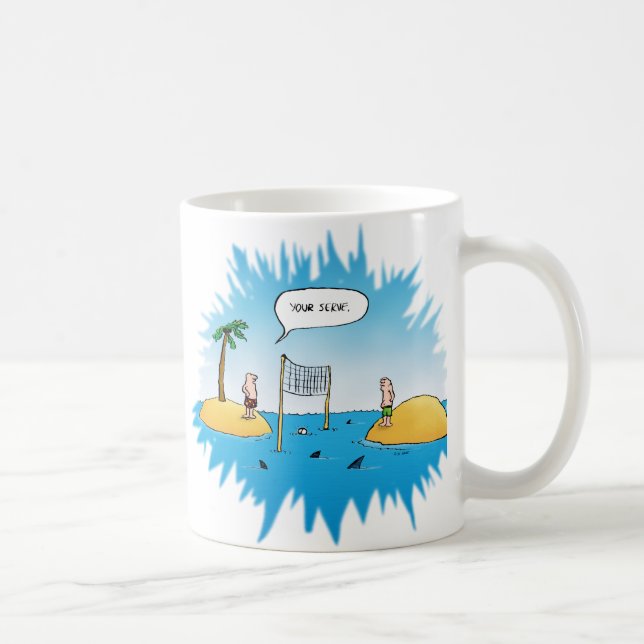 Shark Volleyball Funny Tecknad Kaffemugg (Höger)