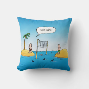 Shark Volleyball Funny Tecknad Kudde