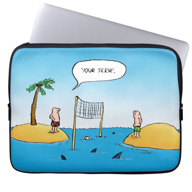 Shark Volleyball Funny Tecknad Laptop sleeve (Framsidan)