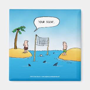 Shark Volleyball Funny Tecknad Magnet